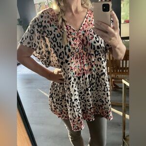 Savanna Jane Fun Colorful Tunic Cheetah Leopard 2x Swim Cover Fiesta